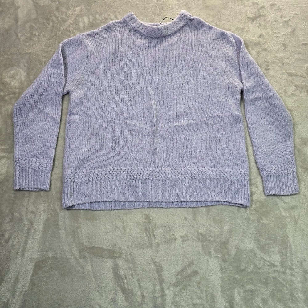 Fashion Nova Lavender Braided Trim Knit Crewneck Sweater DZ20G989 Purple Medium